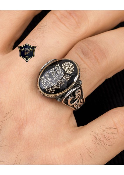 Gümüş Nas Suresi Mineli 925 Ayar Gümüş Erkek Yüzüğü fırsatları