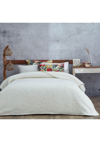 Evlen Home Collection 2.8 kg Embos Baskılı Pamela Kalın Çift Kişilik Battaniye 230X240 cm Krem