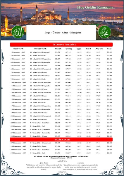 Baskılı Ramazan Imsakiyeleri 100'lü