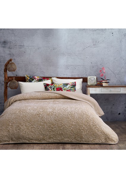 Evlen Home Collection 2.8 kg Embos Baskılı Pamela Kalın Çift Kişilik Battaniye 230X240 cm Kahve