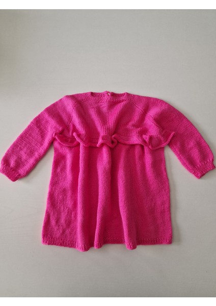 Pembe El Örgüsü 6-9 Ay Bebek Elbisesi