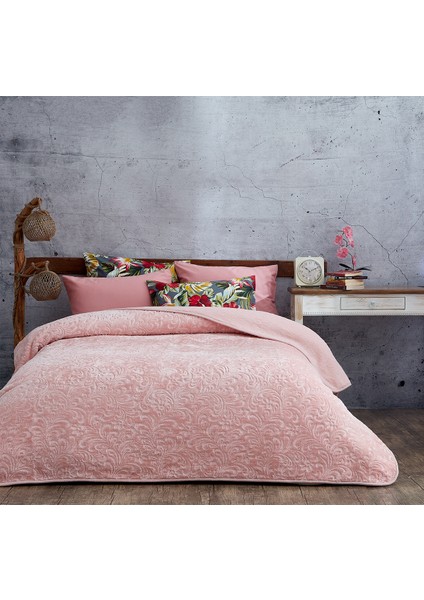 Evlen Home Collection 2.8 kg Embos Baskılı Pamela Kalın Çift Kişilik Battaniye 230X240 cm Açık Pudra