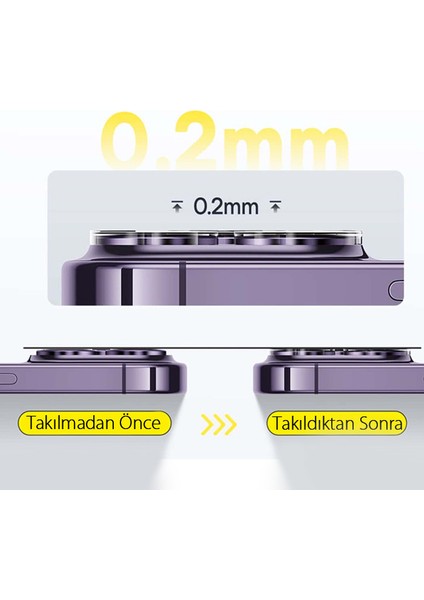 Baseus iPhone 15 Pro-15 Pro Max Için Crystal Serisi Hd Cam Kamera Koruyucu 2 Adet Set