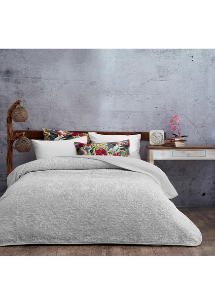 Evlen Home Collection 2.8 kg Embos Baskılı Pamela Kalın Çift Kişilik Battaniye 230X240 cm Gri