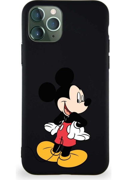 Apple iPhone 11 Pro Soft Premier Kapak Mickey Mouse-D Tasarımlı Silikon Kılıf - Siyah