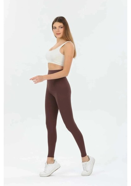 Kadın Kahverengi Ekstra Yüksek Bel Fitilli Toparlayıcı Ve Sıkılaştırıcı Spor Tayt fırsatları