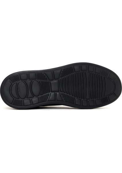 Erkek Siyah Kalın Tabanlı Deri Sneaker