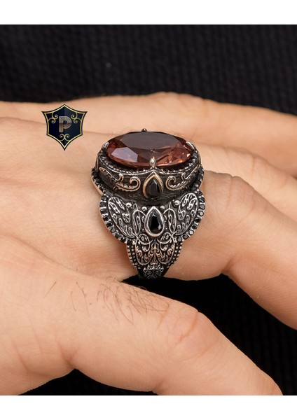 Gümüş Zultanit Taşlı Mikro Taş Süslemeli 925 Ayar Gümüş Erkek Yüzüğü fırsatları