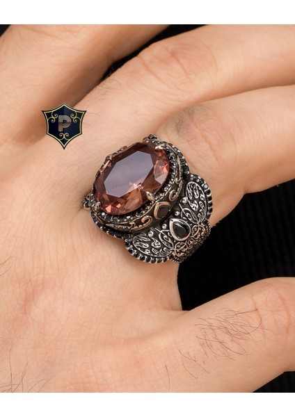 Gümüş Zultanit Taşlı Mikro Taş Süslemeli 925 Ayar Gümüş Erkek Yüzüğü indirimleri