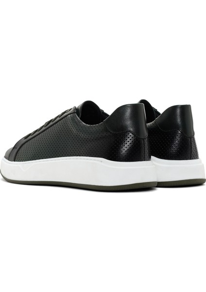 Erkek Haki Kalın Tabanlı Deri Sneaker