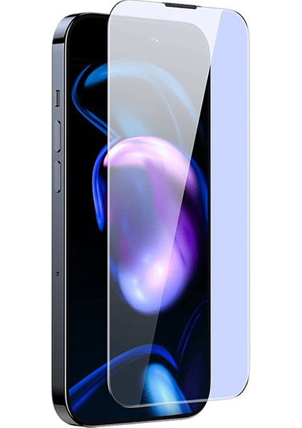 Baseus Crystal iPhone 15 Pro Max Full Koruma Anti Mavi Işık Tempered Cam Ekran Koruyucu 2 Adet Set