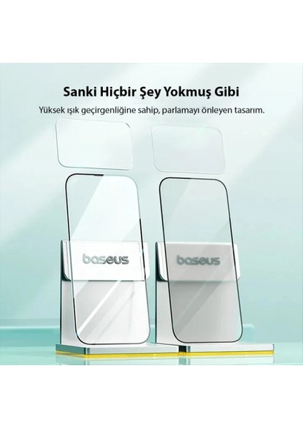 Baseus Crystal iPhone 15 Full Koruma Eye-Protection Tempered Cam Ekran Koruyucu