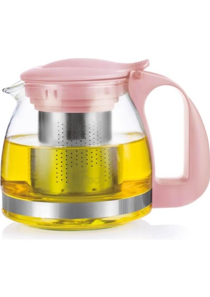 Renkli Süzgeçli Cam Demlik 700 ml - Pembe