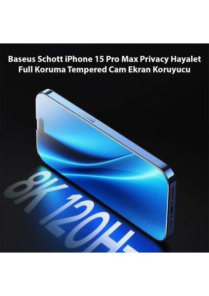 Baseus Schott iPhone 15 Pro Privacy Hayalet Full Koruma Tempered Cam Ekran Koruyucu