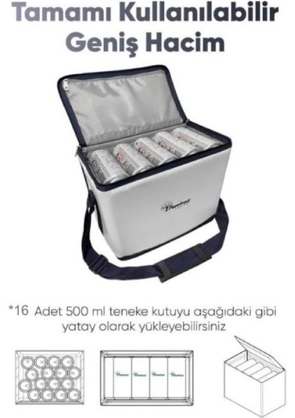 PF15 CAMP Elektriksiz&Buzsuz Katlanabilir Soğutucu Buzluk Termos Termal Piknik Çantası/6 Adet Thermo-pure® Jel Paket ile