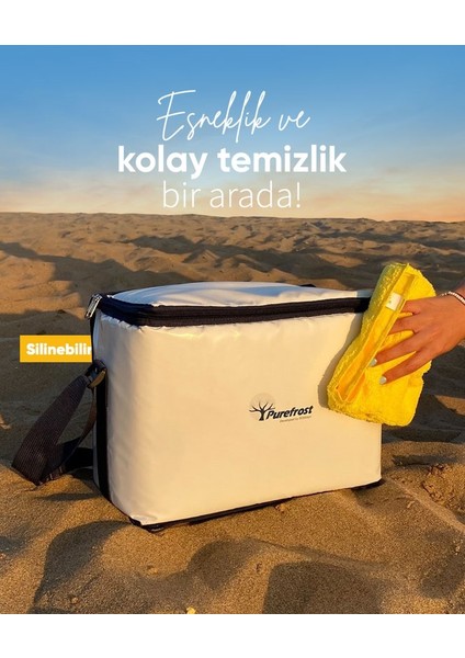 PF15 CAMP Elektriksiz&Buzsuz Katlanabilir Soğutucu Buzluk Termos Termal Piknik Çantası/6 Adet Thermo-pure® Jel Paket ile