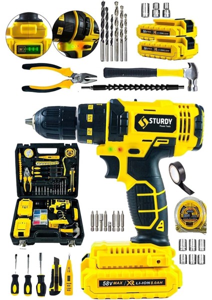Tekno Trust 58 Volt Japon Technology Turbo 58 V 8 Ah Lion Çift Akülü Turbo Şarjlı Matkap Setli 6.0 Ah ve Üstü L
