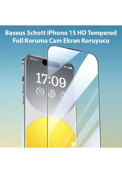 Baseus Schott iPhone 15 Hd Tempered Full Koruma Cam Ekran Koruyucu