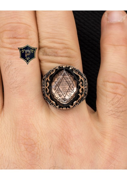 Gümüş Hz. Süleyman Mührü Sıkma Kehribar Taşlı 925 Ayar Gümüş Erkek Yüzüğü fiyatları