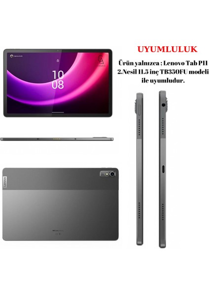 Lenovo Tab P11 2.nesil 11.5 Inç TB350FU Dönebilen Yatay Dikey Stand Olan Fest Kapaklı Tablet Kılıfı