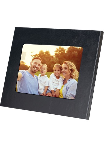 Gerçek Deri Masaüstü Fotoğraf Çerçevesi, 22X17CM (15X10 Foto) Rustik Siyah fiyatları