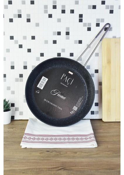 Krep Tavası Granit Ezme Mat Siyah 28 cm