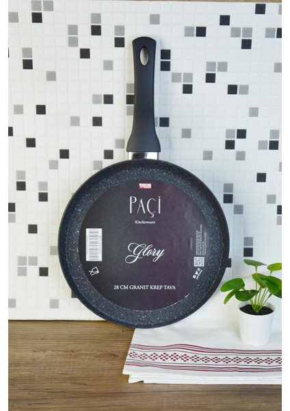 Krep Tavası Granit Ezme Mat Siyah 28 cm fiyatları