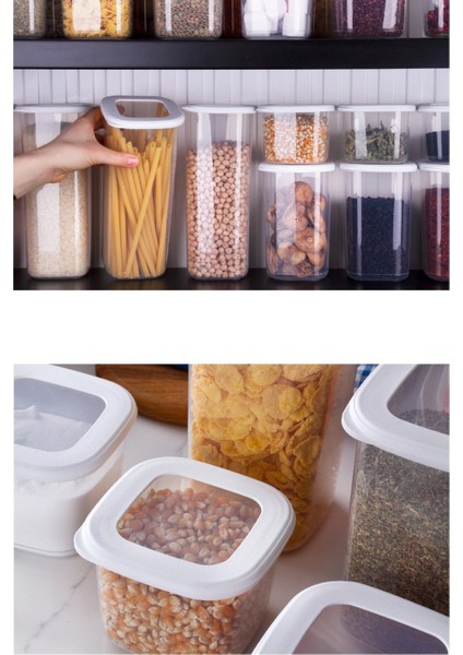 Tekno Trust Plastik 15LI Etiketli Foly Kare Erzak Saklama Kabı Seti 5x(0,55 Litre, 1,2 Litre, 1,75 Litre) Beyaz