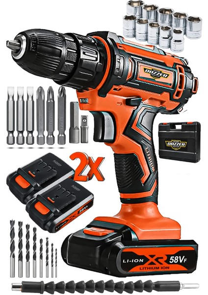 Tekno Trust 6.0 Ah ve Üstü Alman Hard-X 256 Volt 20AH Çelik Şanzuman Bakır Sargılı 2 Akülü Vidalama Darbeli Şar