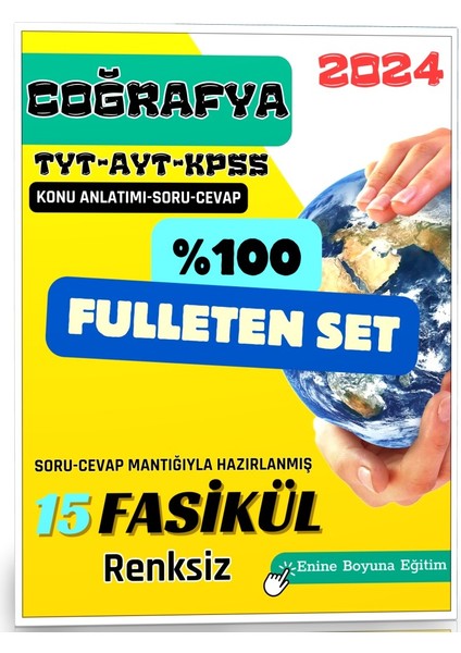 Enine Boyuna Eğitim Coğrafya TYT - AYT - KPSS Fulleten Seti - Renksiz