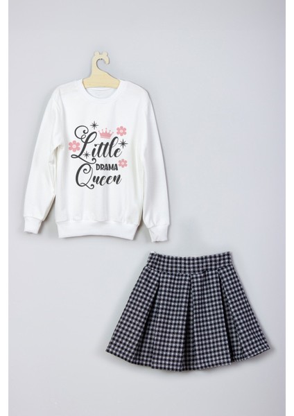 Yeni Sezon Little Quenn Baskılı Etek Sweat Takım