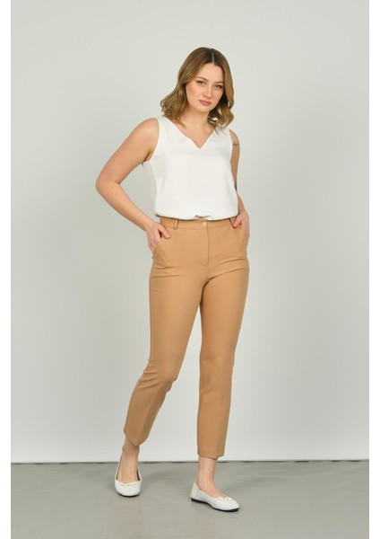 Kadın Çift Cep Bilek Boy Dar Paça Pantolon 7002 Camel fiyatları