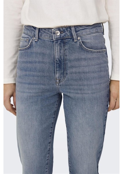Kadın Onlemıly yüksek Bel Normal Kesim Jean Pantolon 15283928 Mavi