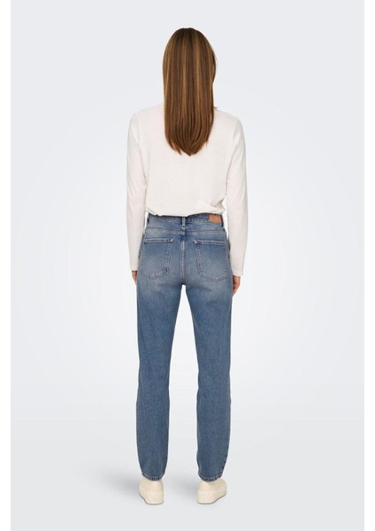 Kadın Onlemıly yüksek Bel Normal Kesim Jean Pantolon 15283928 Mavi