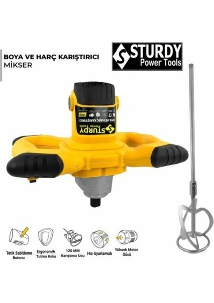 Tekno Trust 3000 Watt 6 Kademe Hız Ayarı Boya ve Harç Mikseri Karıştırıcı