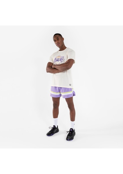 Tarmak Yetişkin Beyaz Spor Tişörtü NBA Lakers TS 900 - Basketbol modelleri