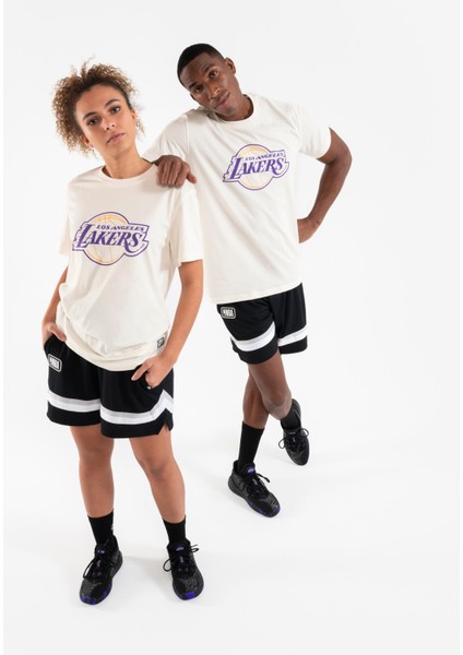Tarmak Yetişkin Beyaz Spor Tişörtü NBA Lakers TS 900 - Basketbol indirimleri