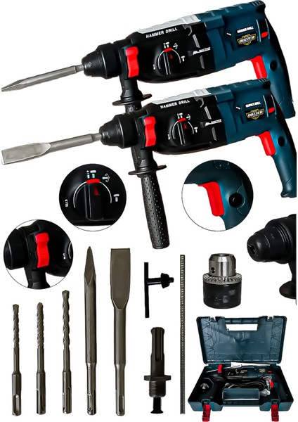 2 Yıl Alman 2.30MM 9200 Wattf Bakır Sargılı Çift Çelik Şanzuman Kırıcı Delici Hilti Matkap 5pcs Uç