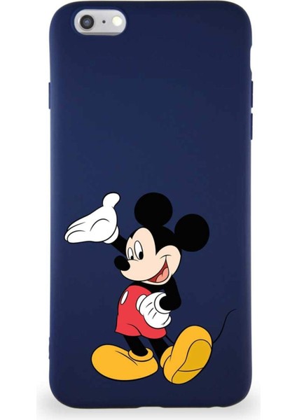 Apple iPhone 6 Plus Uyumlu Soft Premier Kapak Mickey Mouse-C Tasarımlı Silikon Kılıf - Lacivert