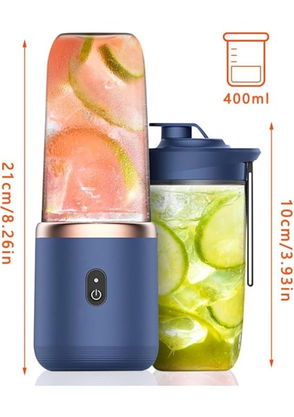 Modern Taşınabilir Smoothie Mikseri, USB ile Şarj Edilebilir, Mini El Smoothie Meyve Mikseri, 6 Bıç
