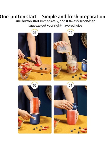 Modern Taşınabilir Smoothie Mikseri, USB ile Şarj Edilebilir, Mini El Smoothie Meyve Mikseri, 6 Bıç
