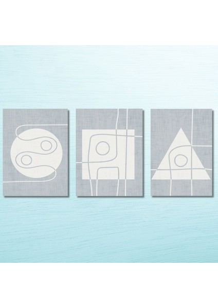 3'lü Kanvas Duvar Tablosu Seti Soft Daire Kare ve Üçgen Tasarım indirimleri