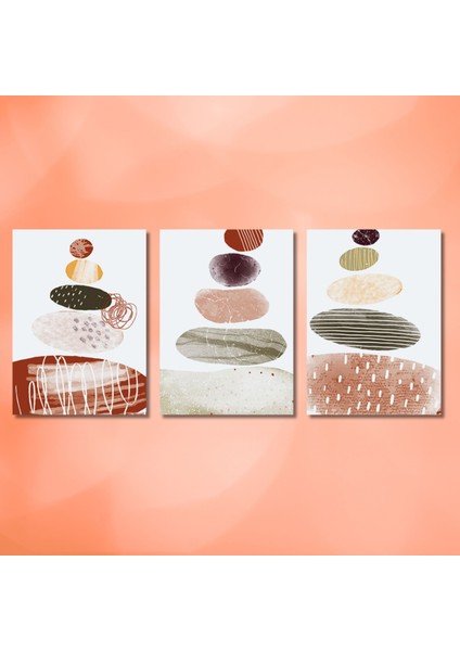 3'lü Kanvas Duvar Tablosu Seti Soft Renkli Soyut Tasarım indirimleri