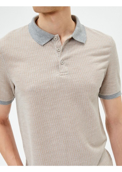 Yakalı T-Shirt Minimal Desenli Slim Fit Kısa Kollu indirimleri