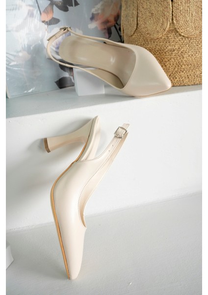 Laura Model Kadın Bej Sivri Burun Arkası Açık Stiletto Topuklu Ayakkabı indirimleri