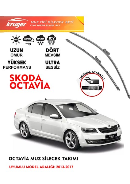 Araca Özel Skoda Octavia Silecek ( 2013 - 2017 ) 600 mm+480 mm