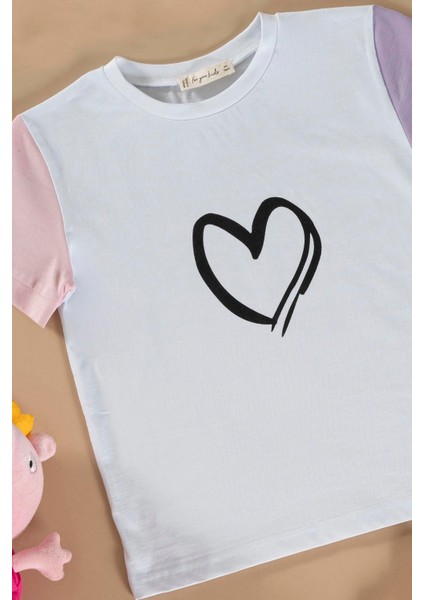 Kalp Baskılı Lila Tshirt Şort Takım fiyatları