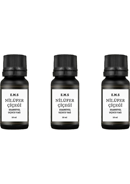 Nilüfer Çiçeği Esansiyel Uçucu Yağ 3 Adet Buhurdanlık Yağı Difüzör Esansı Aromaterapi Yağı 3 x 10 ml