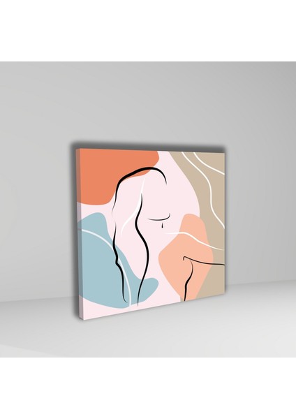 3'lü Kare Kanvas Renkli Çizgisel Kadın Silüeti Tablo Seti modelleri