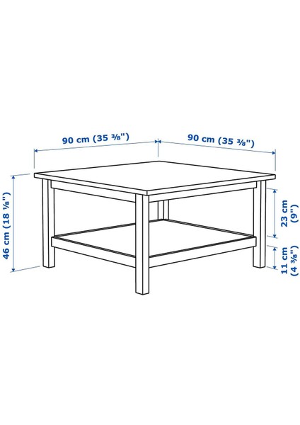 Hemnes Orta Sehpa, Beyaz Vernik-Açık Kahverengi, 90X90 cm